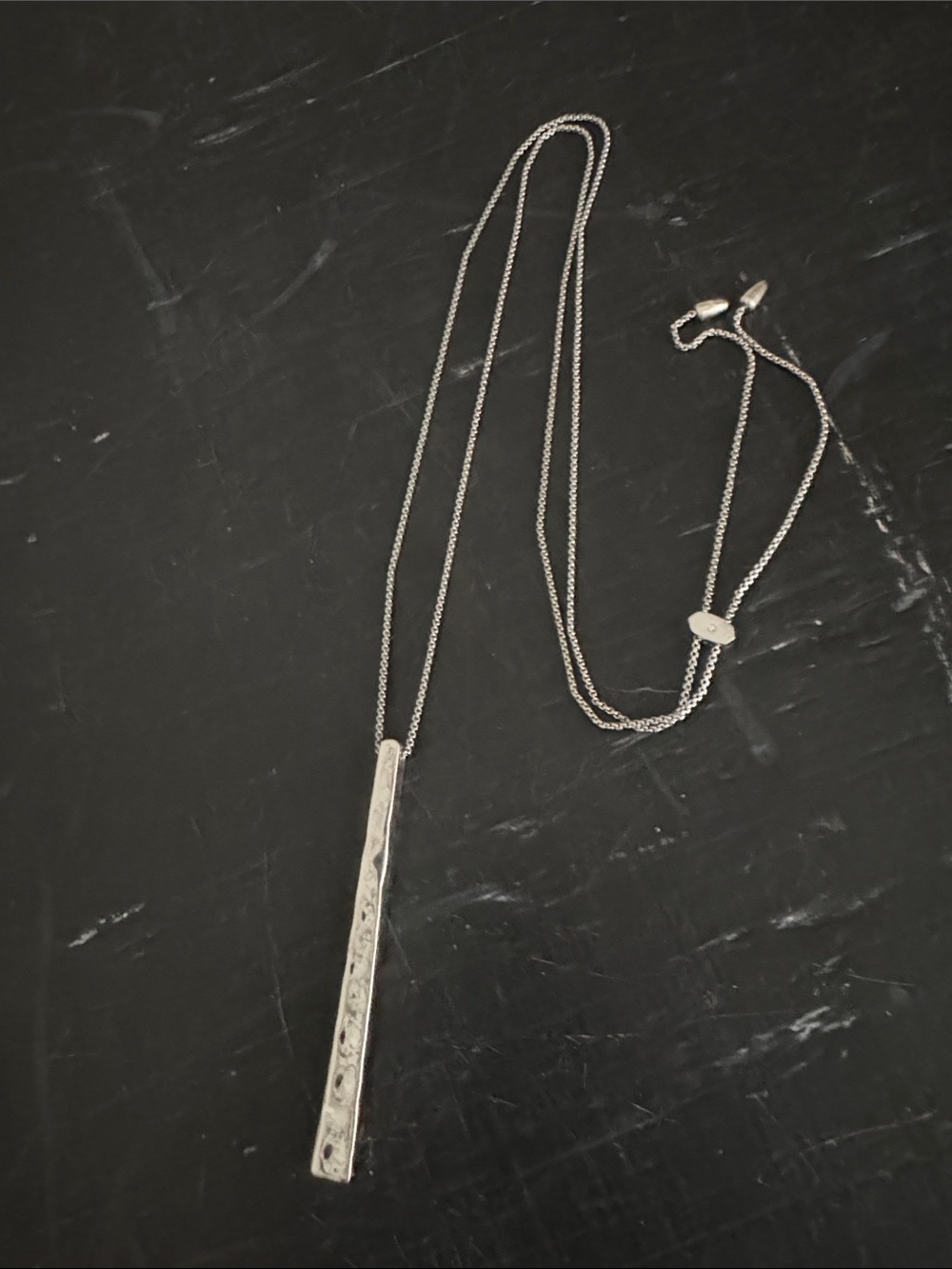 Kendra Scott Silver Textured Bar Pendant Necklace